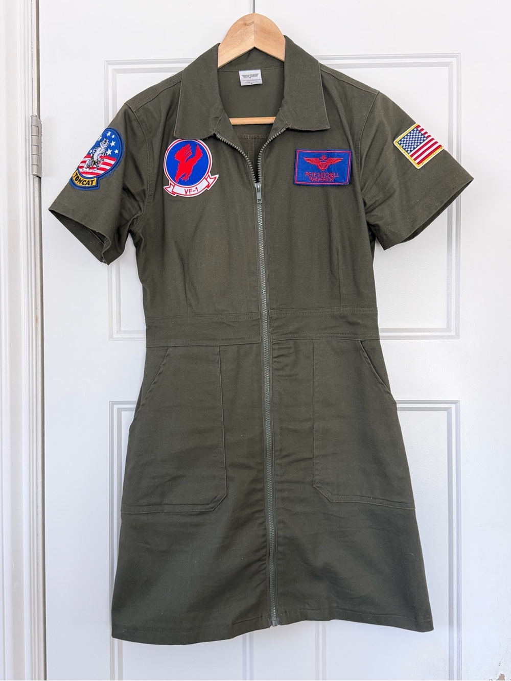 Spirit Halloween Top Gun Fighter Pilot Zip-Front Mini Dress